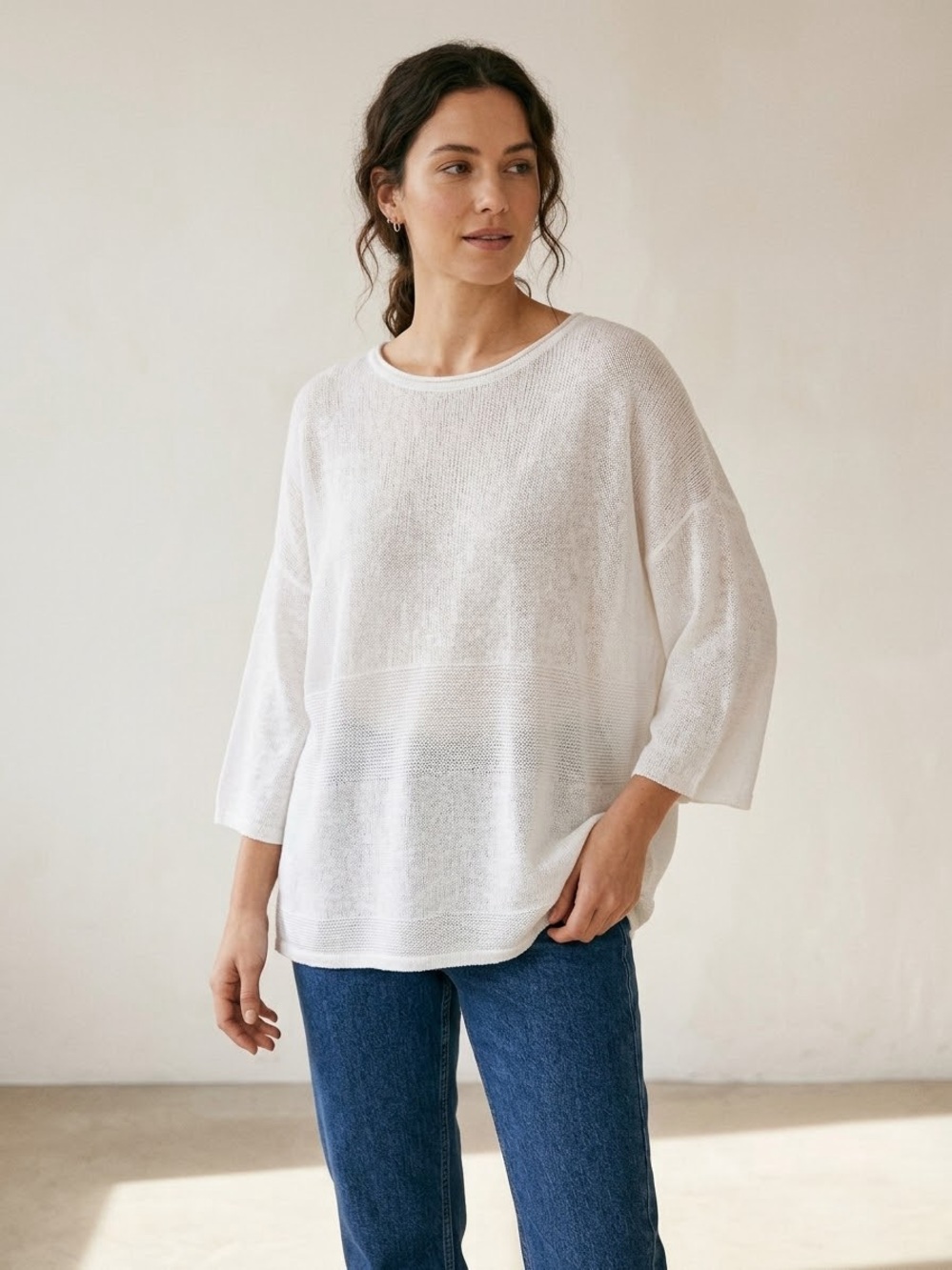 Pure Jill J. Jill Knit Kimono Sleeve Boatneck Top Oversized Boxy Pullover top